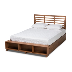 Baxton Studio Milana Modern Transitional Ash Walnut Brown Finished Wood 4-Drawer Full Size Platform Storage Bed